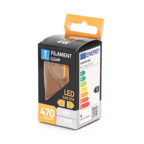 Lampadina a filamento LED luce calda 4W G45 – E14 – 470 lumen Aigostar ø45xH.78 mm – B10106AM6