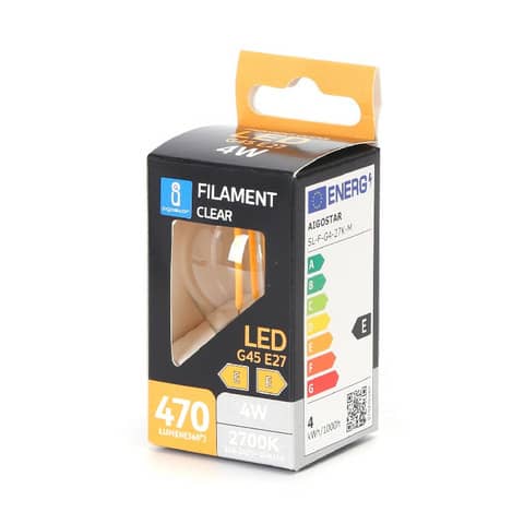 Lampadina a filamento LED luce calda 4W G45 – E27 – 470 lumen Aigostar ø45xH.73mm – B10106AM9