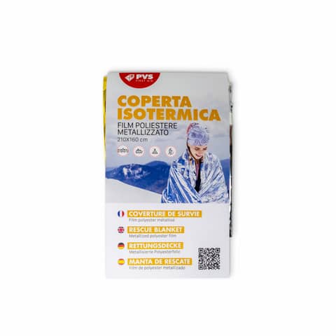 Coperta isotermica anti caldo (lato argento) e anti freddo (lato oro) – 63 g PVS 210×160 cm – COP216               