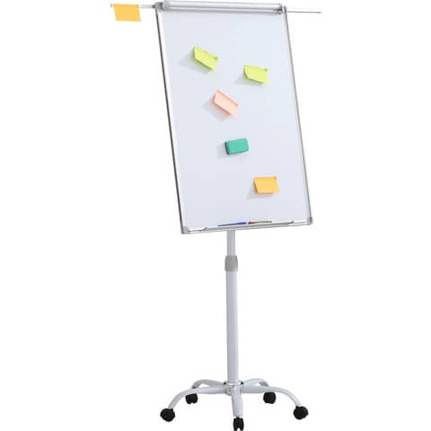 Lavagna magnetica cancellabile a secco con fogli mobili, cornice in alluminio e cavalletto Office Products 70×100 cm