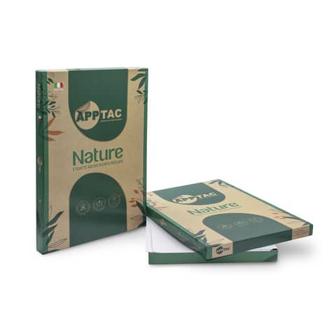 Etichette autoadesive bianche Nature in carta riciclata AppTac  105×148 mm – 4 et./foglio – cf. da 100 fogliNAT0519