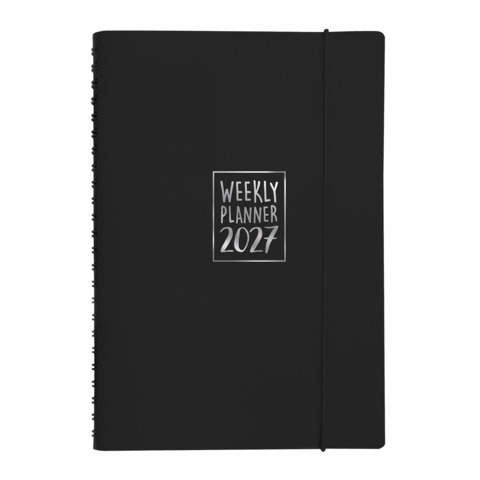 Agenda settimanale Biembi 2027 nero spiralata con copertina in cuoio rigenerato 15×21 cm – BNZ265C75-N