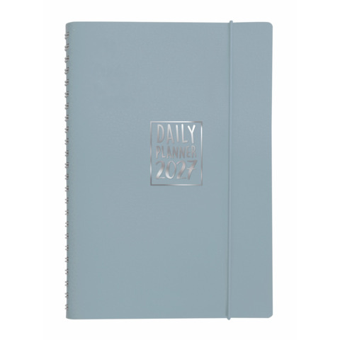Agenda giornaliera Biembi 2027 grigio spiralata con copertina in cuoio rigenerato 15x21cm – BNZ265C77-G