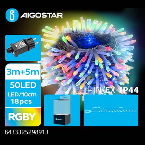 Catena luminosa per interni ed esterni a basso voltaggio Aigostar multicolore 5 m 50 led – 298913