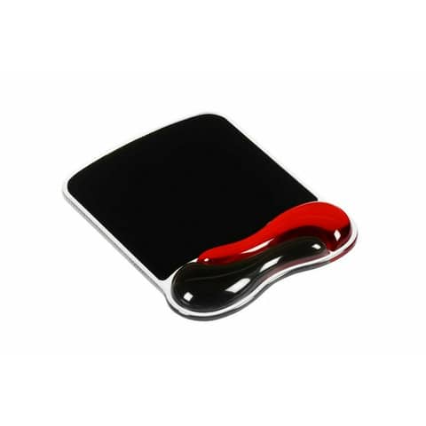 Tappetino per mouse con poggiapolsi Kensington Duo Gel Wave nero/rosso – 62402
