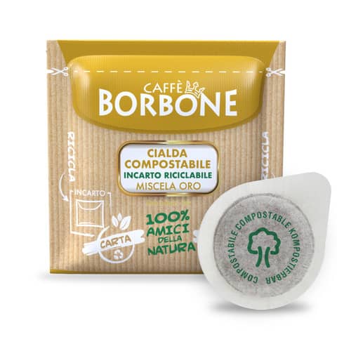 Caffè in cialda compostabile ESE 44 mm qualità Oro Caffe Borbone – conf. da 100 pz – 44BORO100N