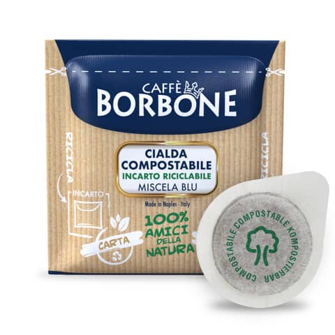Caffè in cialda compostabile ESE 44 mm qualità Blu Caffe Borbone – conf. da 100 pz – 44BBLU100N