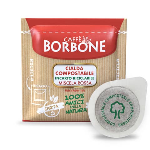 Caffè in cialda compostabile ESE 44 mm qualità Rossa Caffe Borbone – conf. da 100 pz – 44BRED100N