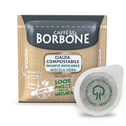 Caffè in cialda compostabile ESE 44 mm qualità Nera Caffe Borbone – conf. da 100 pz – 44BNERA100N