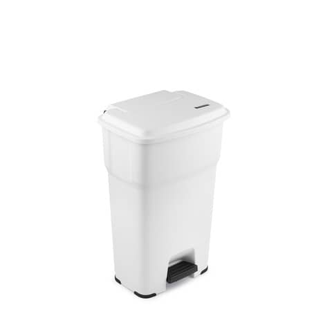 Cestino gettacarte Rotho Hera 60 L con pedale e coperchio bianco – F800060