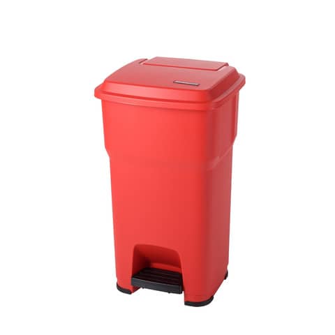 Cestino gettacarte Rotho Hera 60 L con pedale e coperchio rosso – F800062