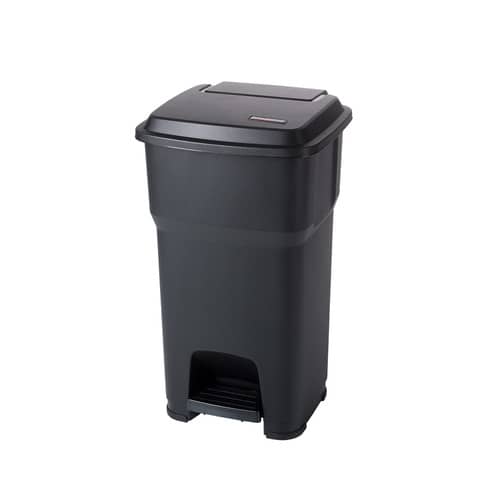 Cestino gettacarte Rotho Hera 60 L con pedale e coperchio nero – F800069