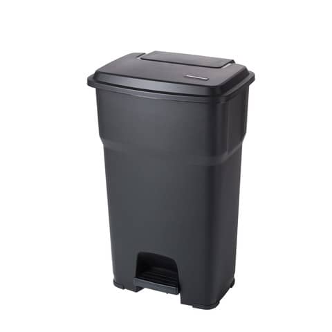 Cestino gettacarte Rotho Hera 85 L con pedale e coperchio nero – F800079