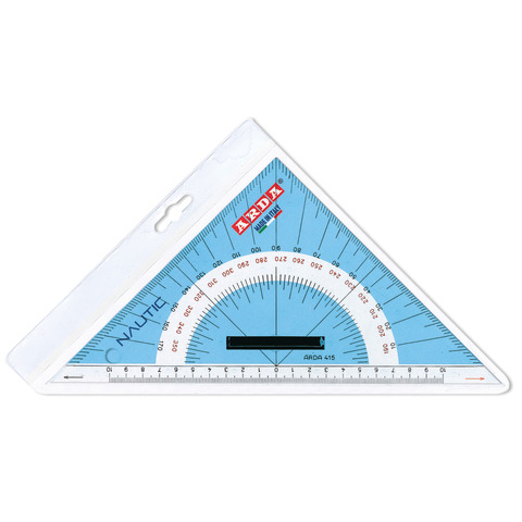 Squadra nautica Arda 45° 26 cm in plexiglas con pomolo e millimetratura con linea di fede – 415