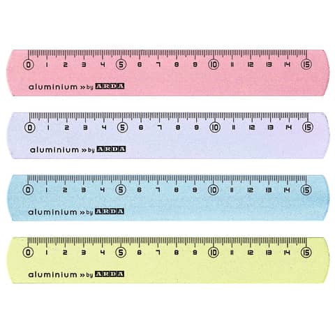 Righelli in alluminio 15 cm Arda colori assortiti in conf. da 24 pz – 17815COLBAR