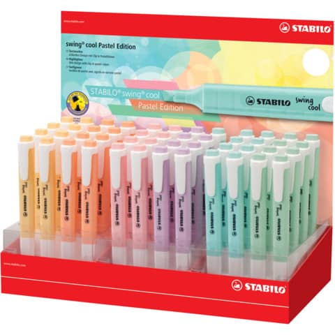 Espositore 48 evidenziatori Stabilo Swing Cool Pastel assortiti – 275/48-8-2