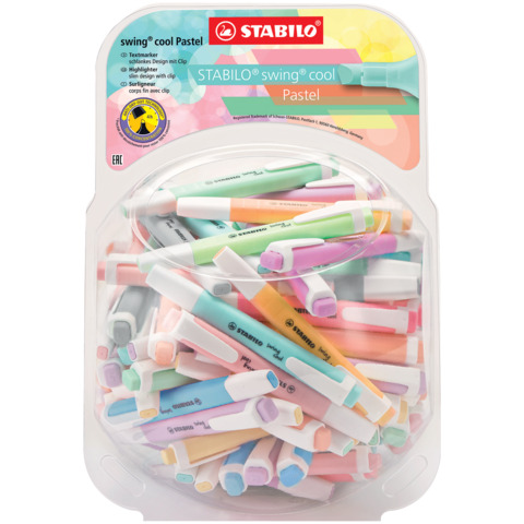 Espositore 100 evidenziatori Stabilo Swing Cool Pastel  – colori assortiti – 275/100-8-2