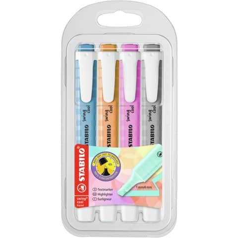 Evidenziatori Stabilo Swing® Cool Pastel conf. 4 colori assortiti – 275/4-08-2