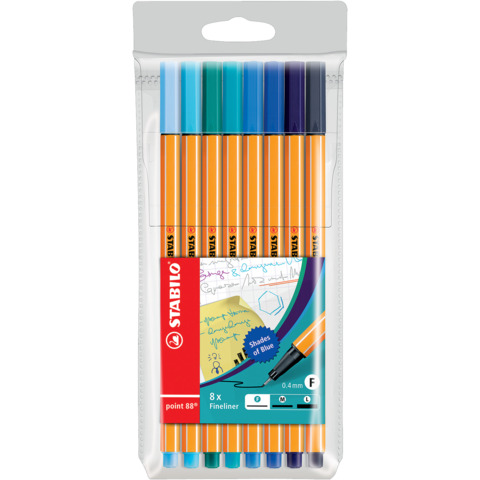Fineliner Stabilo Point 88® 0,4 mm conf. 8 tonalità di blu – 88/8-03