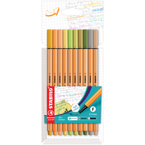 Fineliner Stabilo Point 88® 0,4 mm conf. 10 colori caldi assortiti 8810-22