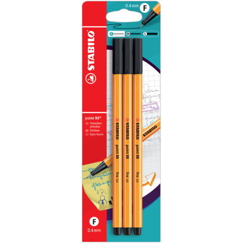 Fineliner Stabilo Point 88® 0,4 mm conf. 3 pz nero B-14828-10