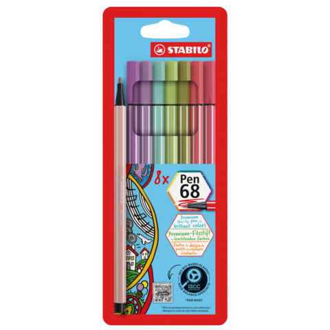Pennarelli Stabilo Pen 68 tratto 1 mm conf. 8 colori assortiti 68/8-02