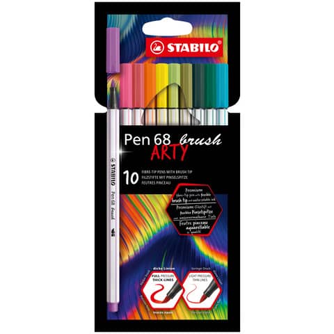 Pennarello Stabilo Arty Line Pen 68 brush punta a pennello in conf. 8 colori assortiti – 568/10-21-20