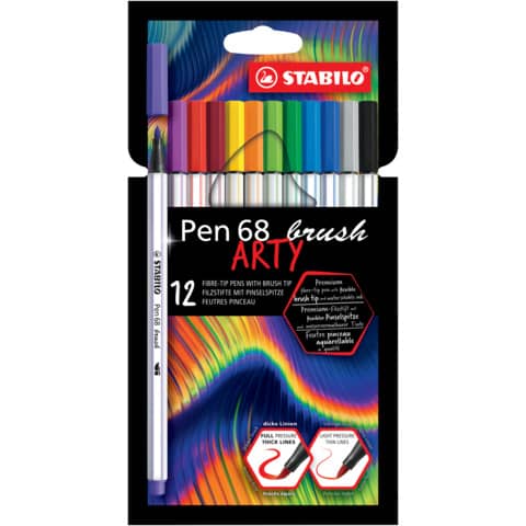 Pennarello Stabilo Arty Line Pen 68 brush punta a pennello in conf. 12 colori assortiti – 568/12-21-20