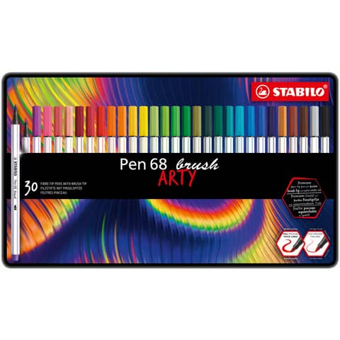 Pennarello Stabilo Arty Line Pen 68 brush punta a pennello conf. 30 colori assortiti – 568/30-31-20