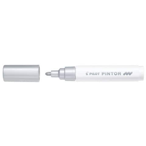 Marcatore multisuperficie Pilot Pintor a base d’acqua punta in fibra 4,5 mm argento – 002377