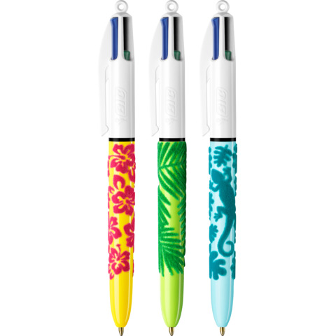 Penna a sfera a scatto BIC 4 Colours Velours M 1 mm in conf. 12 fantasie assortite – 9672771