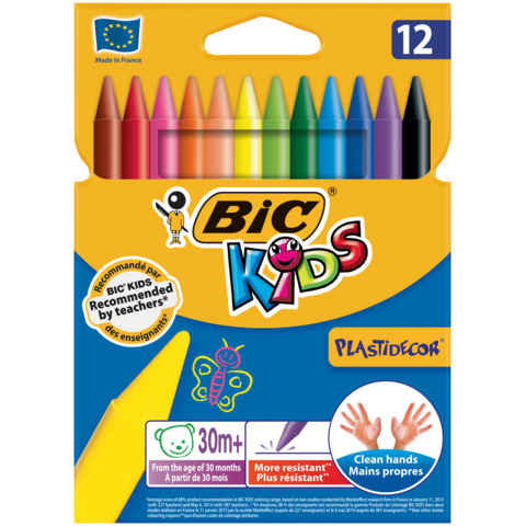 Pastelli a cera BIC Kids Plastidecor in conf. da 12 colori assortiti – 9457645