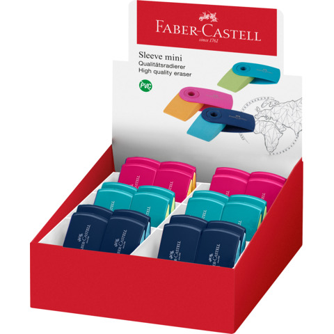 Gomma Faber Castell mini Sleeve 3 colori assortiti pastello – 182445