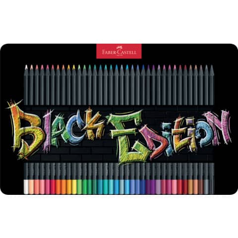 Matite colorate Faber-Castell Black Edition – colori assortiti – astuccio in metallo – conf. 36 pezzi  – 116437