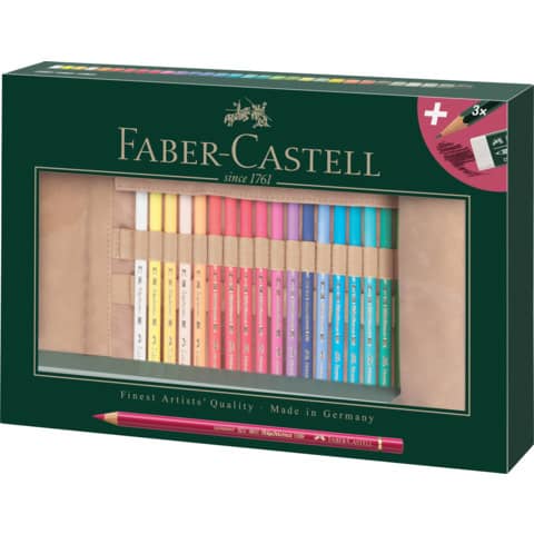 Matite colorate permanenti Faber Castell Polychromos mina 3,8 mm rollset colori assortiti – conf. 30 pezzi – 110030