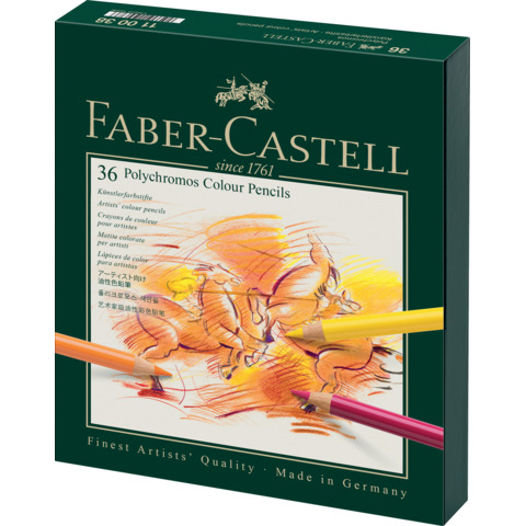 Matite colorate permanenti Faber Castell Polychromos mina 3,8 mm box similpelle assortiti conf. 36 pezzi – 110038
