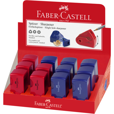 Temperamatite 1 foro Faber-Castell Sleeve con serbatoio – colore rosso/blu – 182711