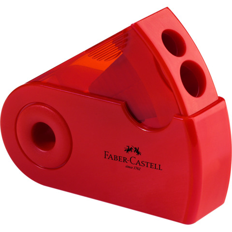 Temperamatite 2 fori Faber-Castell Sleeve con serbatoio colore rosso/blu – 182701
