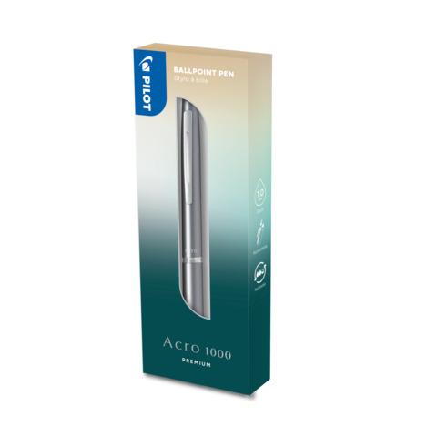Penna a sfera a scatto Pilot Acroball 1000 1 mm colore argento in confezione regalo – 011253