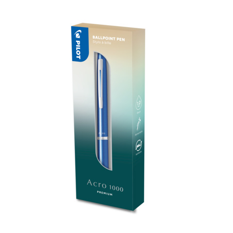 Penna a sfera a scatto Pilot Acroball 1000 1 mm colore blu metallico in confezione regalo – 011252