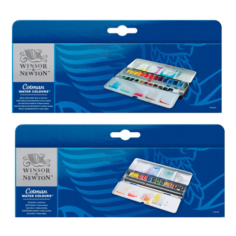 Acquerello tascabile Winsor&Newton Cotman 12 mezzi godet assortiti in scatola di metallo – 0390453