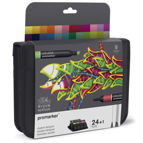 Pennarelli Winsor&Newton Promarker doppia punta fine-larga – 24 colori assortiti – 0290030