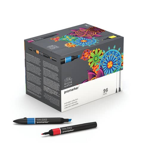 Pennarelli Winsor&Newton Promarker doppia punta fine-larga – 96 colori assortiti – 0290152