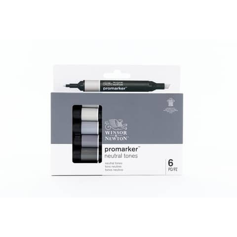 Pennarelli Winsor&Newton Promarker doppia punta fine-larga – 6 colori assortiti neutri – 0290154
