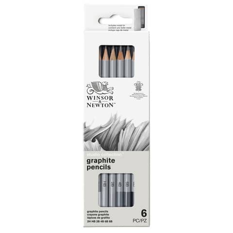 Set matite in grafite Winsor&Newton Studio Collection scatola in metallo 6 pezzi – 0490006