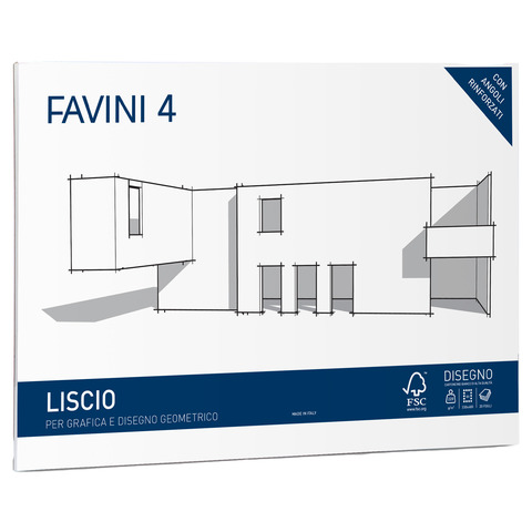 Cartangolo da disegno Favini 4 f.to 33×48 cm 20 fogli da 220 g/m2 liscio neutro – A166503