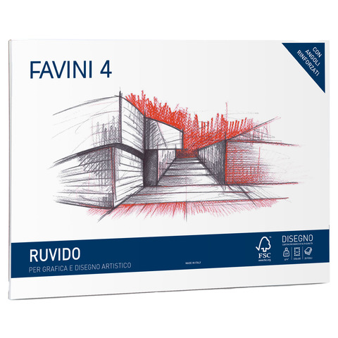 Cartangolo da disegno Favini 4 f.to 33×48 cm 20 fogli da 220 g/m2 ruvido neutro – A168503