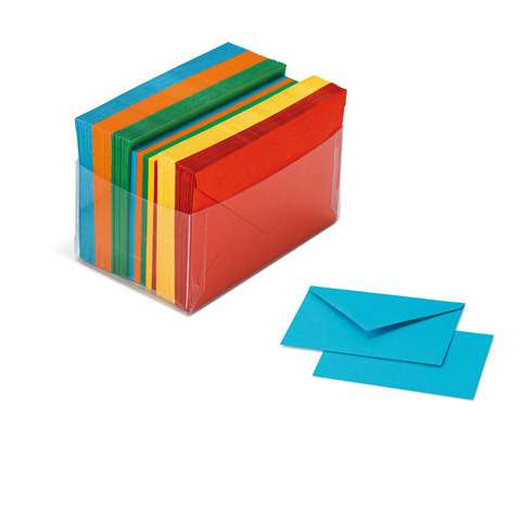 Biglietti augurali con busta Favini Burano Arcobaleno 7,2×11 cm in conf. 100 mix colori forti/tenui – A57X151