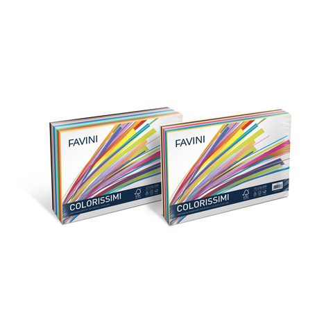 Carta colorata Favini Bristol Colorissimi 25×35 cm 200 g/m2 risma da 240 ff 12 colori – A35X244