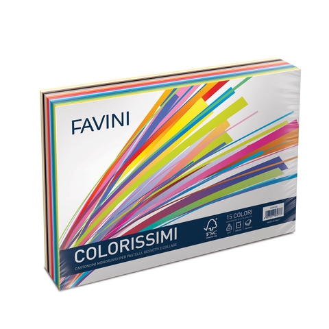 Carta colorata Favini Prisma Colorissimi 25×35 cm 220 g/m2 risma da 240 ff 15 colori – A33X244